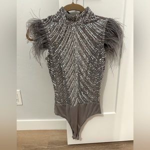 Sequin Feather bodysuit